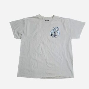 Mad Engine Mens XL Chill Vibes Grim Reaper Graphic T-Shirt Grey Cotton Tee